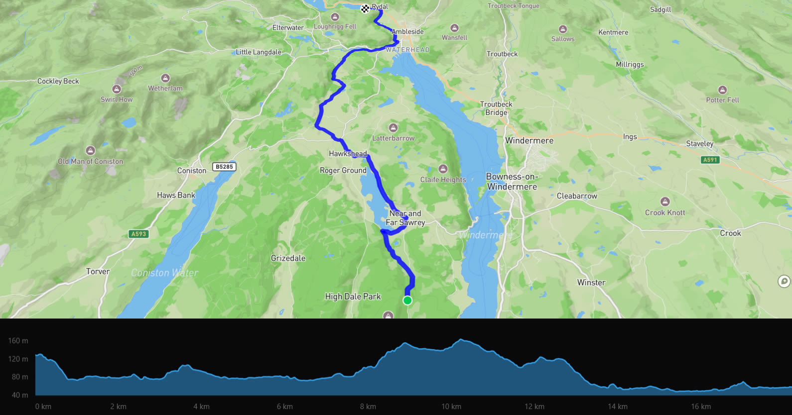 Graythwaite to Rydal Water Map