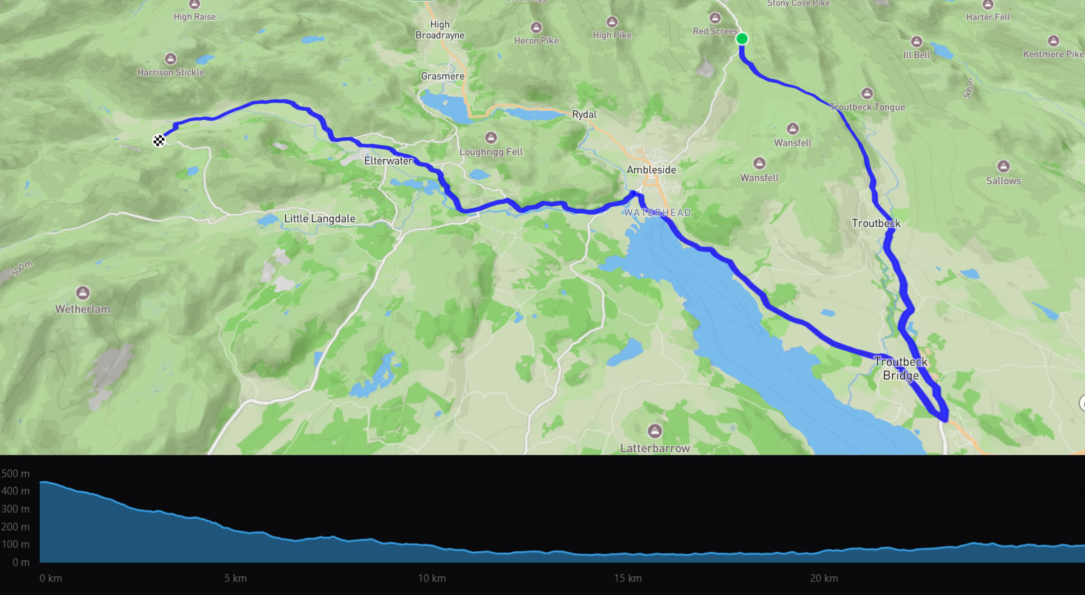 Kirkstone Pass to Langdale Map 25